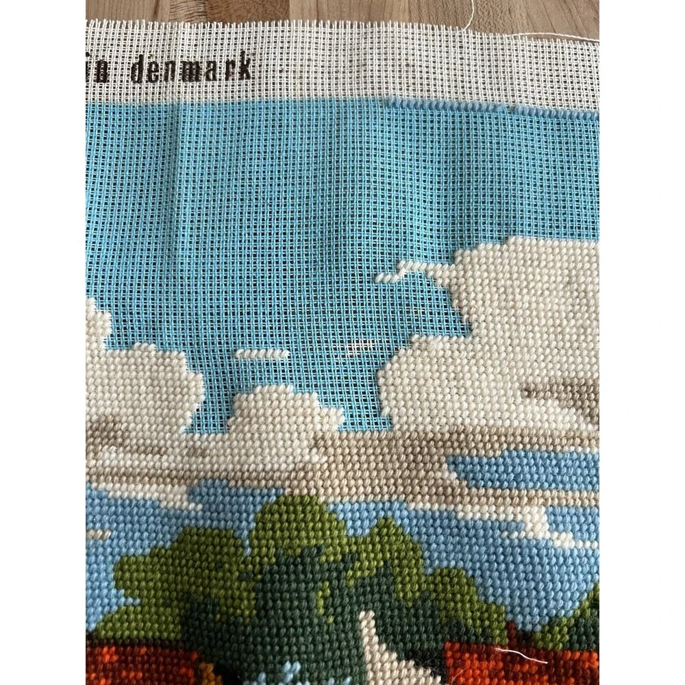 CEWEC Denmark Needlepoint Canvas C587-9 Work In Progress Boat Dock 17 x 23